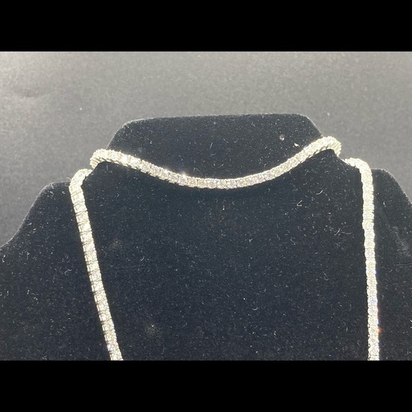 925 Silver Moissanite Tennis Chain Necklace Bracelet Set - Picture 9 of 10